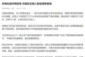 证券时报：风电机组并网发电 中国巨石驶入新能源新赛道